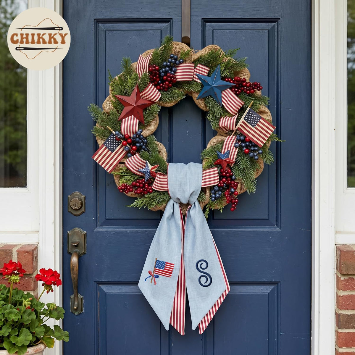Patriotic Personalized Wreath Sash — 11 - American Flag — image 3