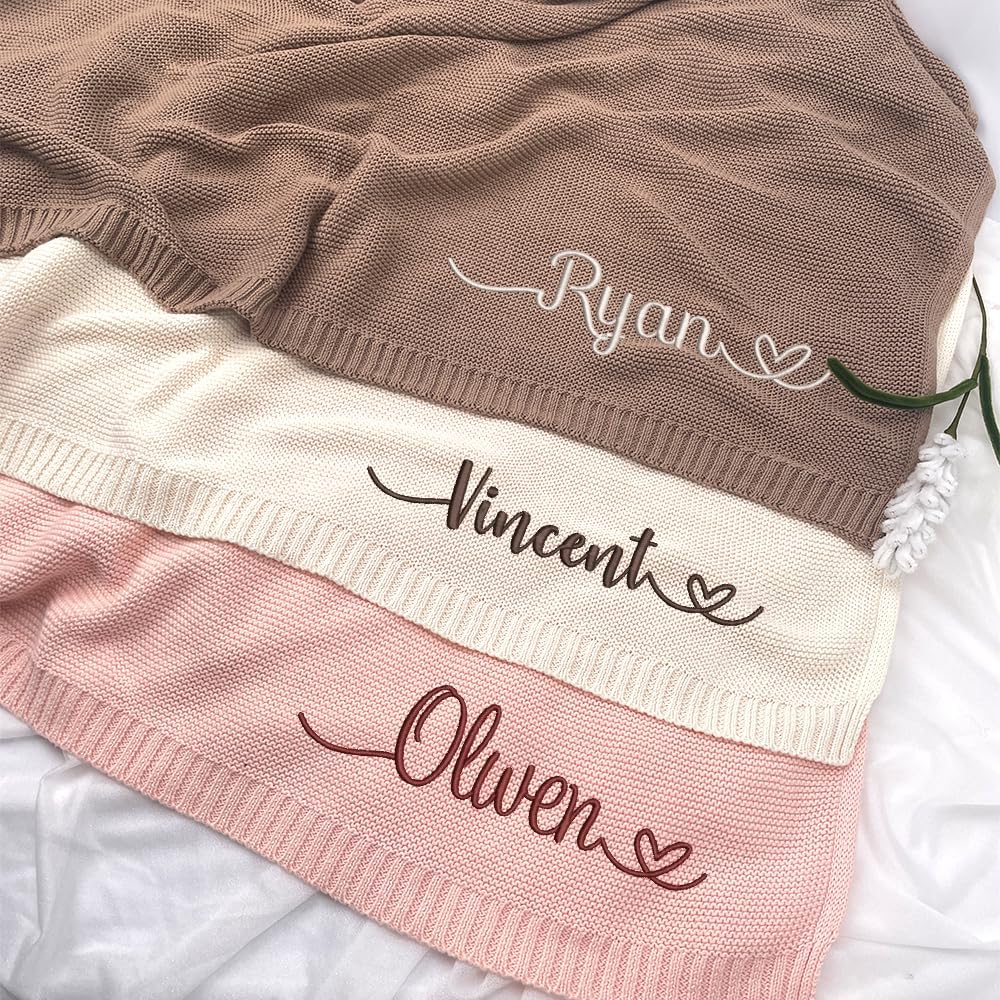 Personalized Knit Baby Blanket — 2 - Name Heart — image 5