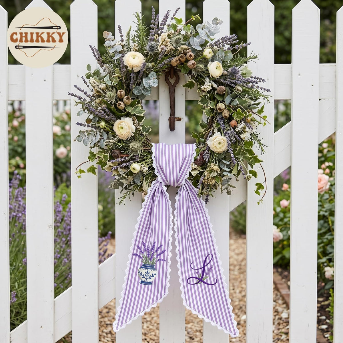 Monogram Personalized Wreath Sash — 5 - Lavender — image 2
