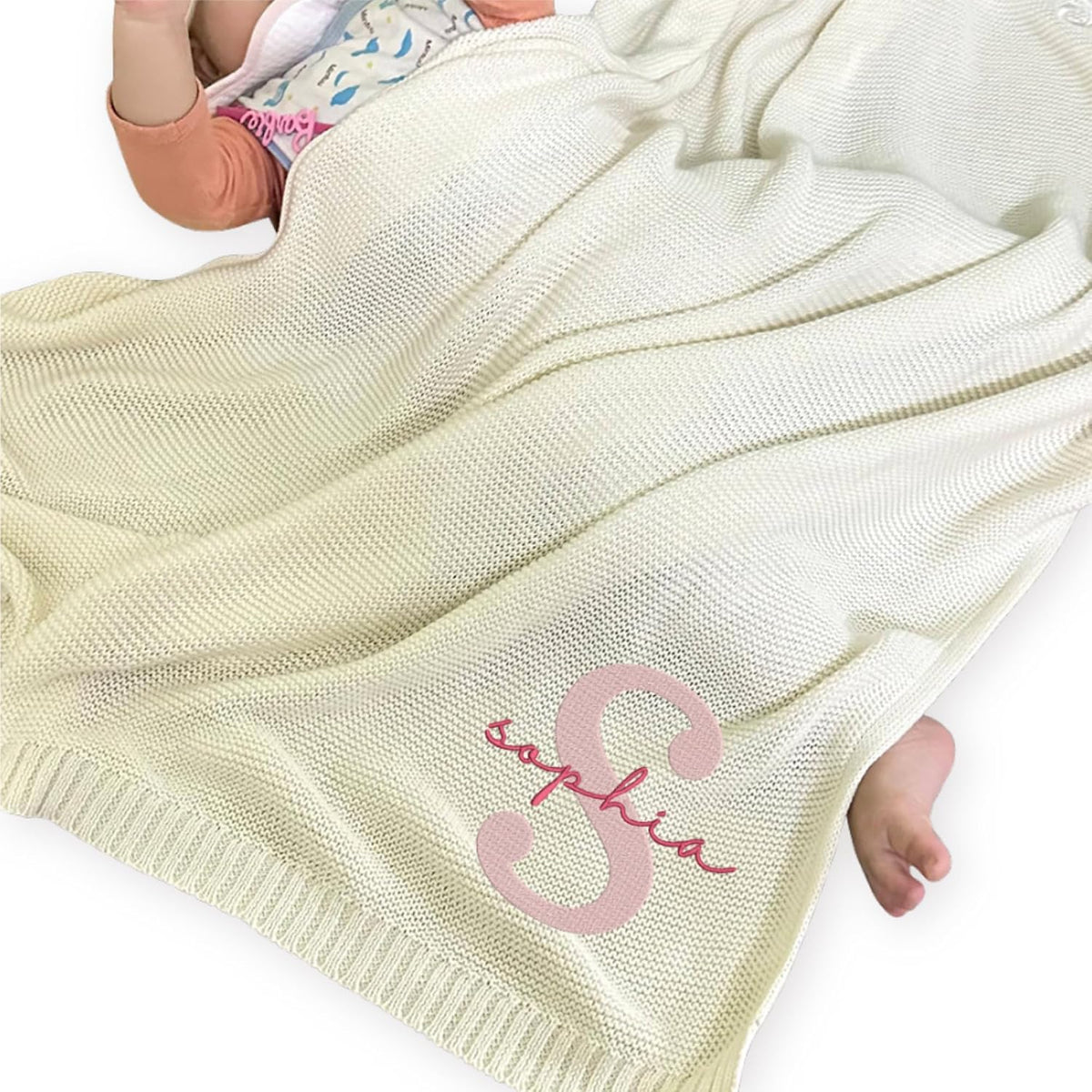Personalized Knit Baby Blanket — 5 - Monogram