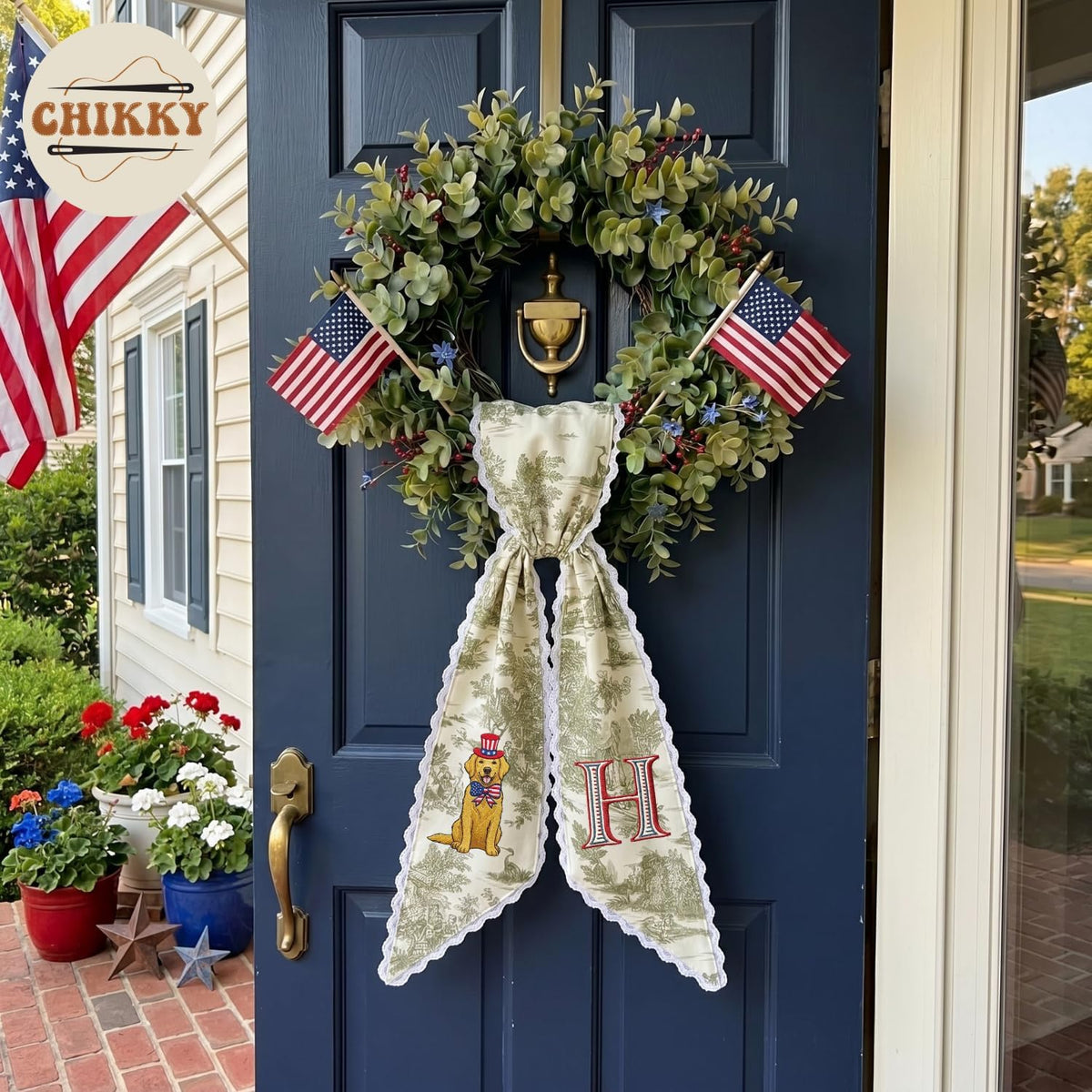 Patriotic Personalized Wreath Sash — 10 - USA Golden Retriever — image 4