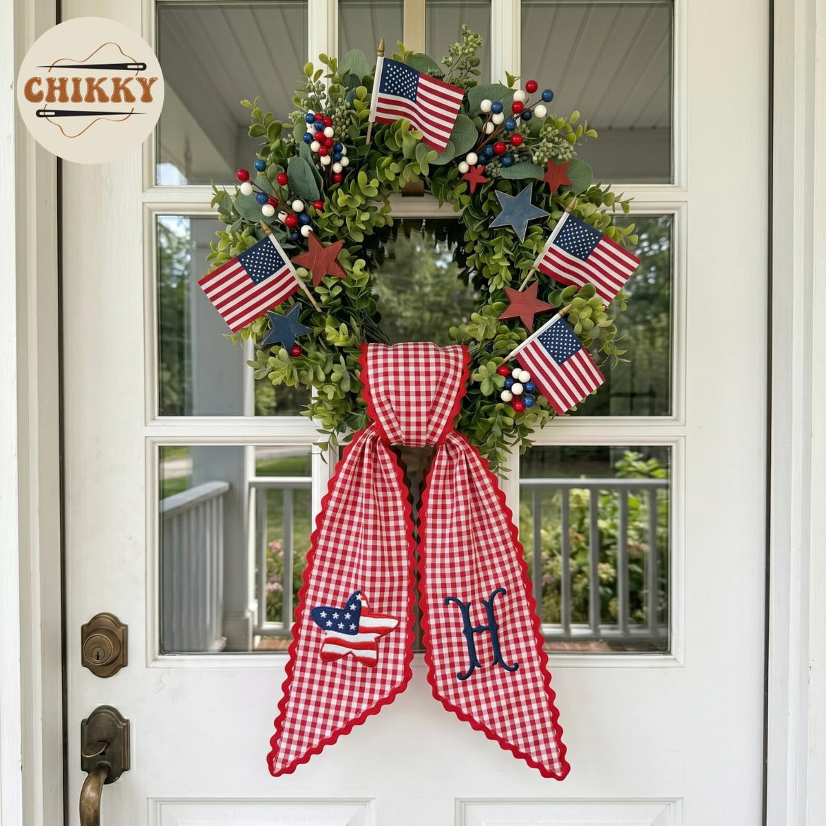 Patriotic Personalized Wreath Sash — 8 - USA Flag Star — image 6
