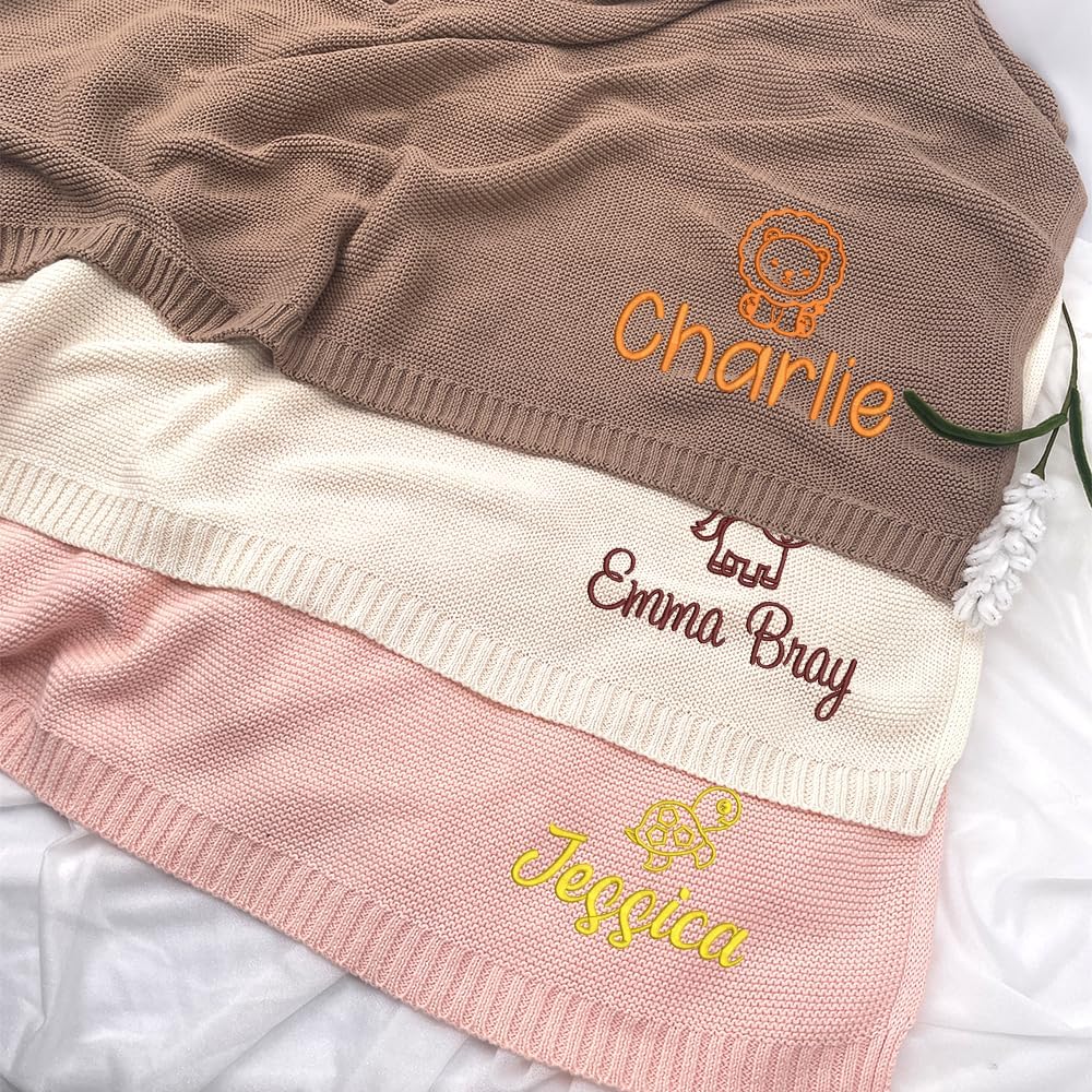 Personalized Knit Baby Blanket — 3 - Animals — image 4
