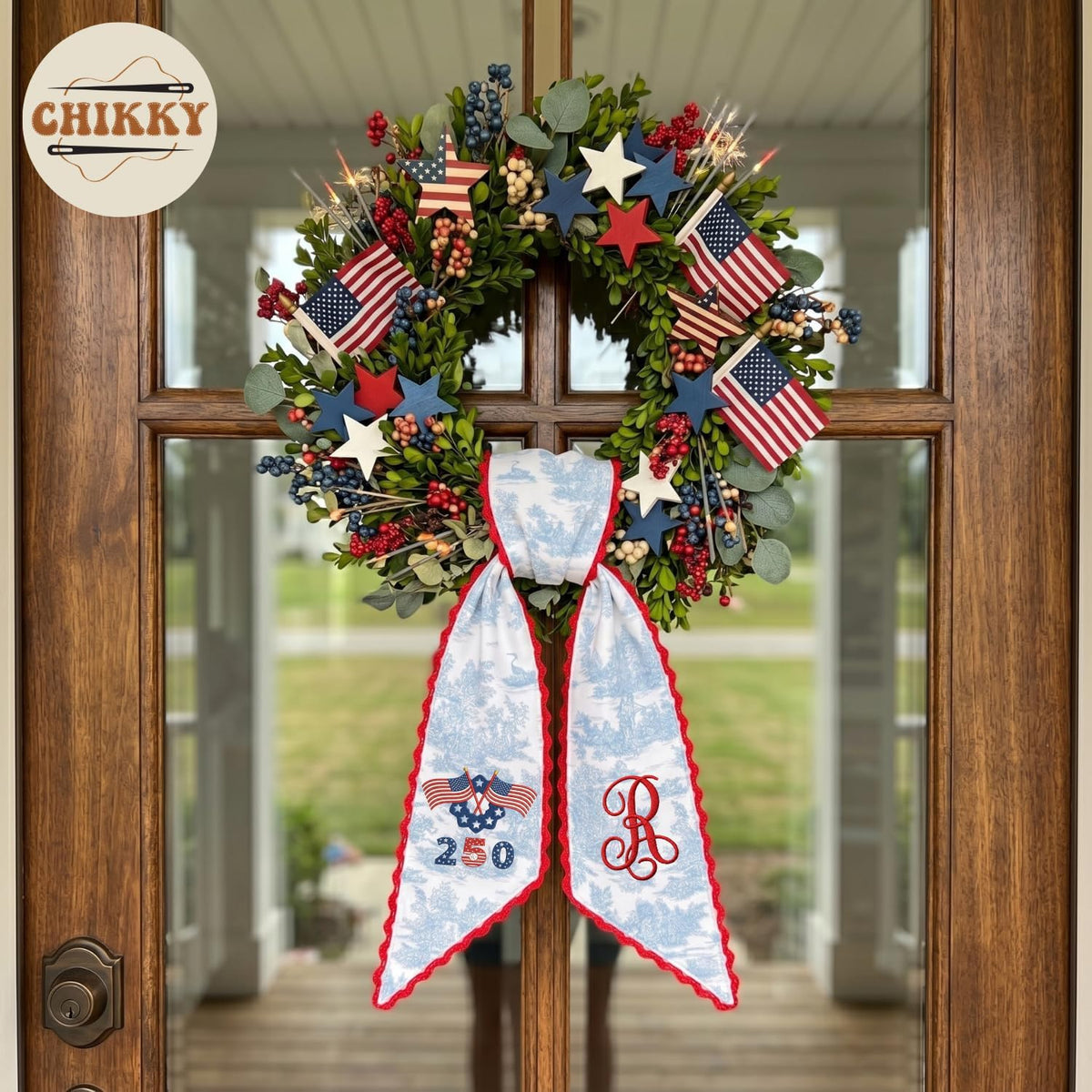 Patriotic Personalized Wreath Sash — 7-250 4th of July — image 7