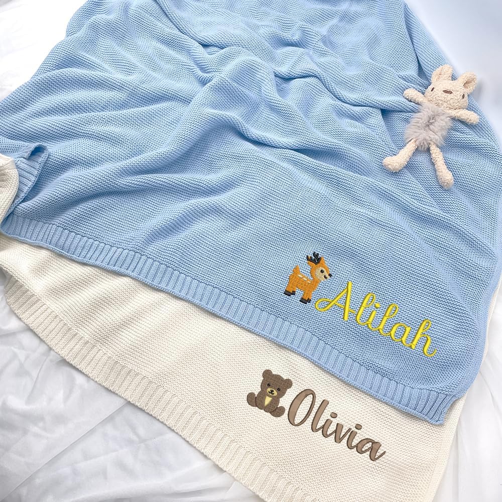 Personalized Knit Baby Blanket — 7 - Animals — image 3