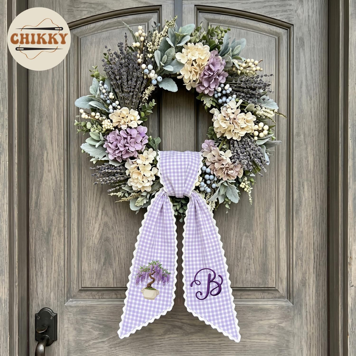 Monogram Personalized Wreath Sash — 2 - Lavender Bonsai — image 4