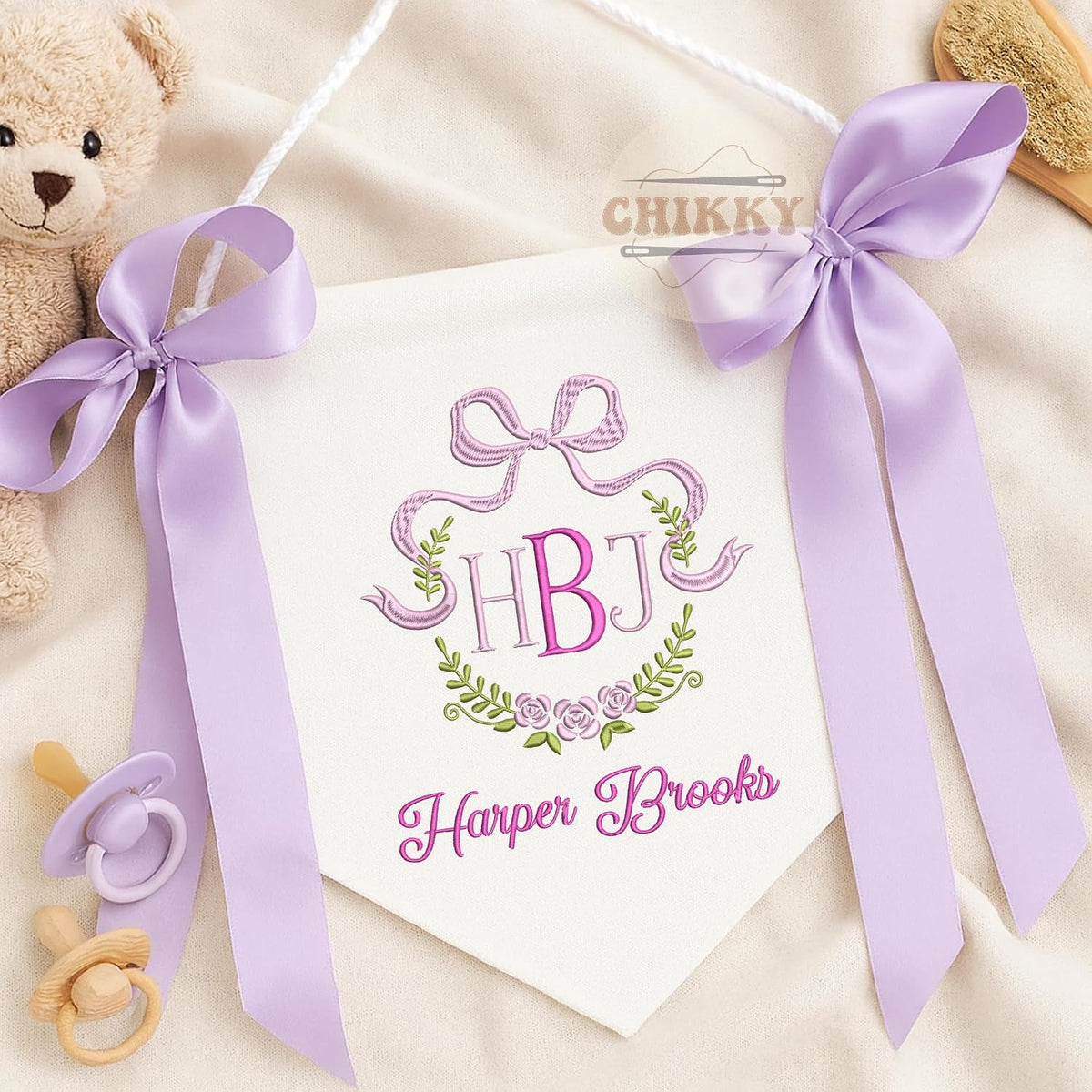 Personalized Embroidered Baby Name Banner — 13 — image 3