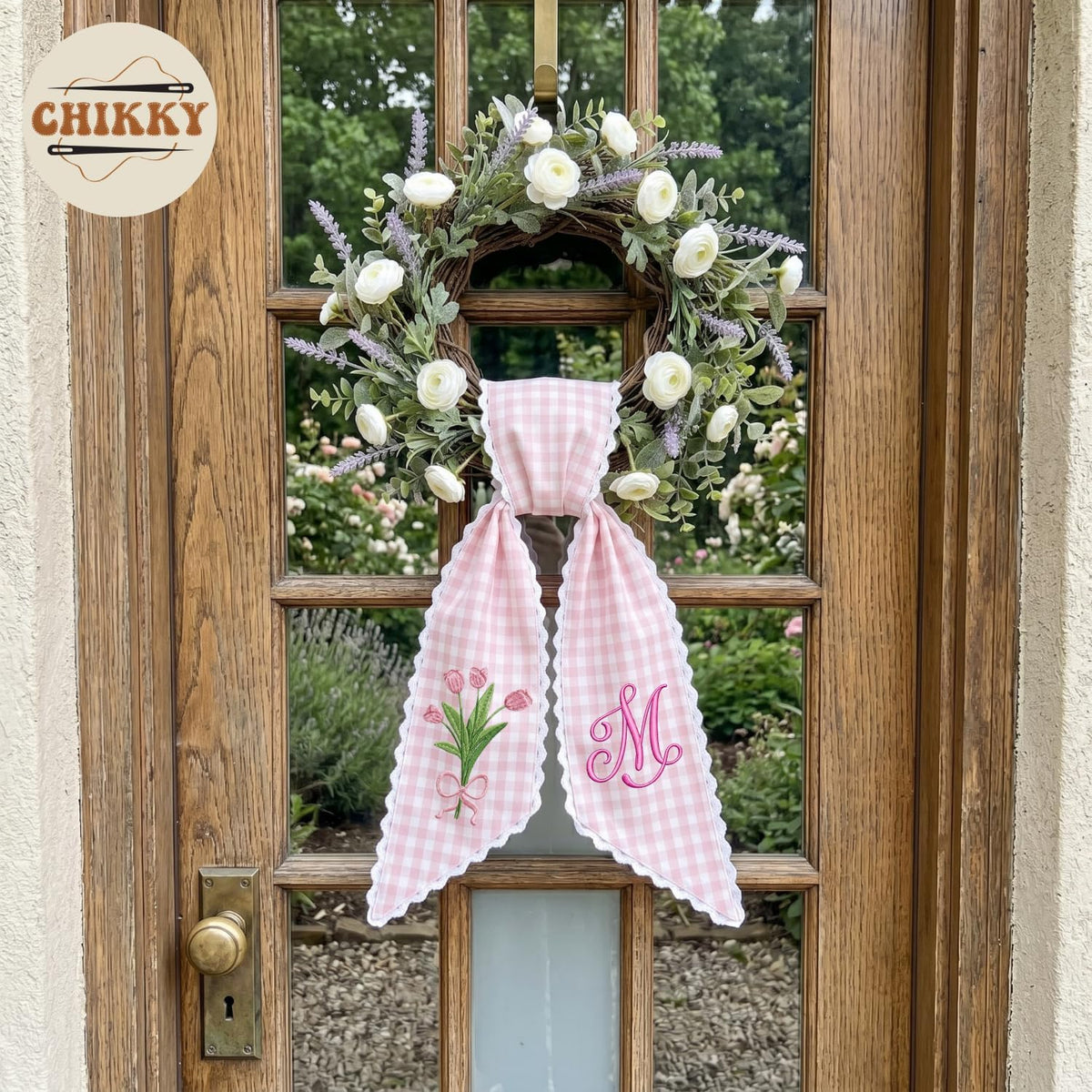 Monogram Personalized Wreath Sash — 11 - Pink Tulip — image 2