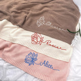 Personalized Knit Baby Blanket — 8 - Month flowers — image 3