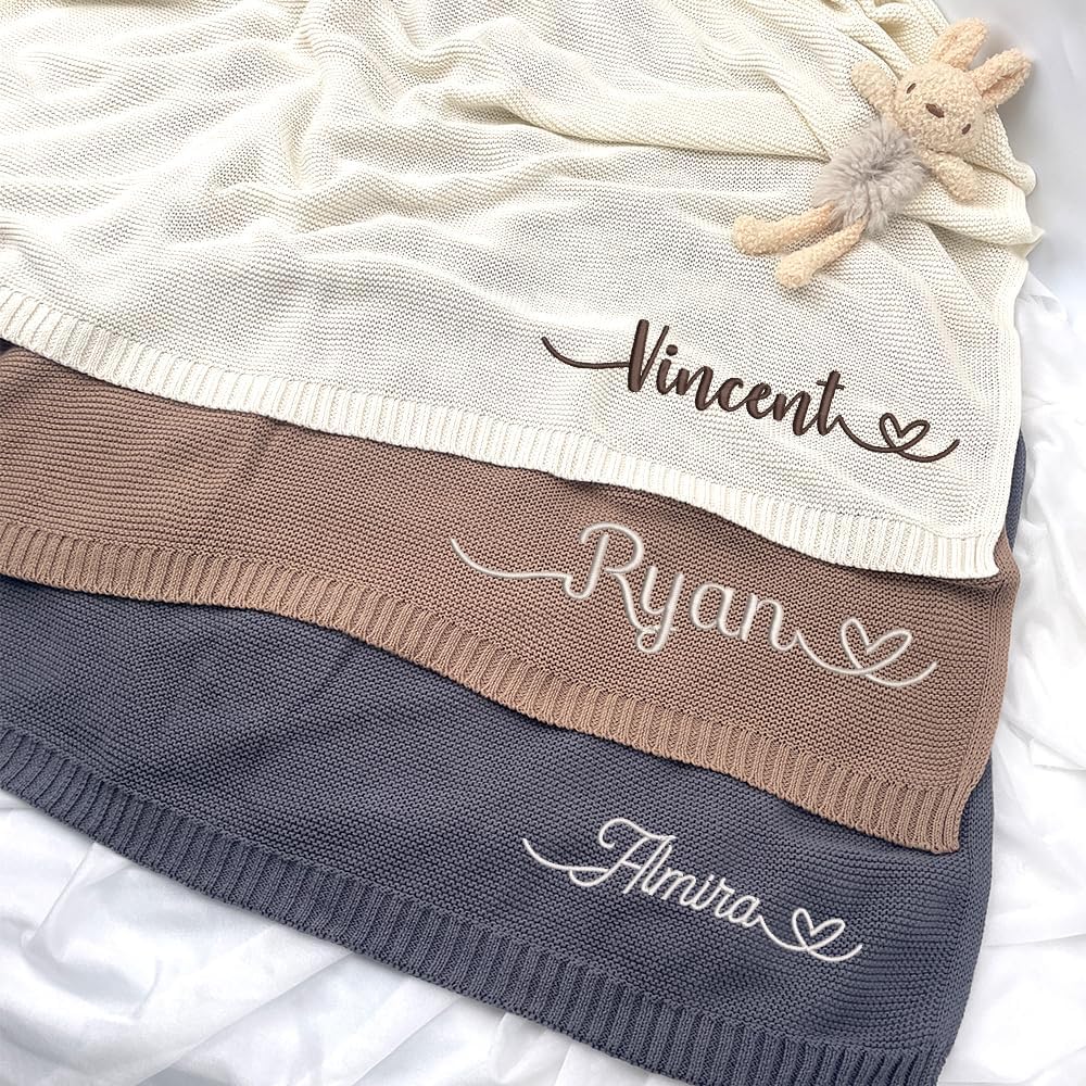 Personalized Knit Baby Blanket — 2 - Name Heart — image 4