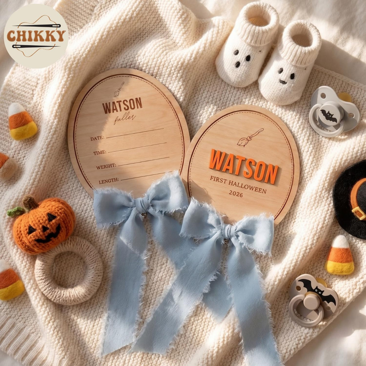 Personalized Wooden Birth Announcement Sign — image 2
