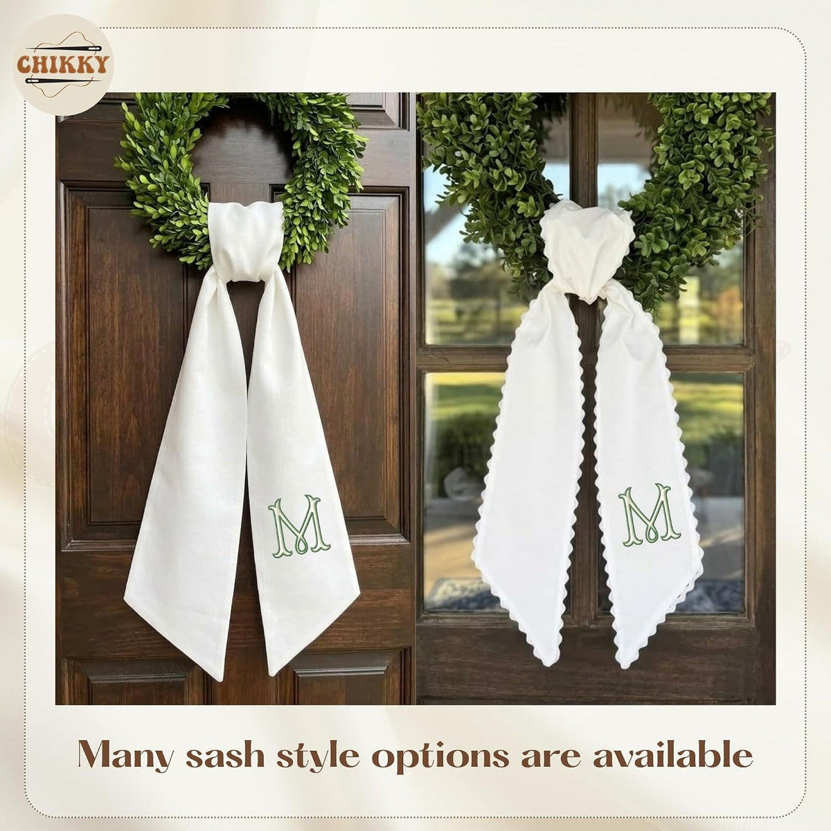 Monogram Personalized Wreath Sash — 6 - Initial — image 7