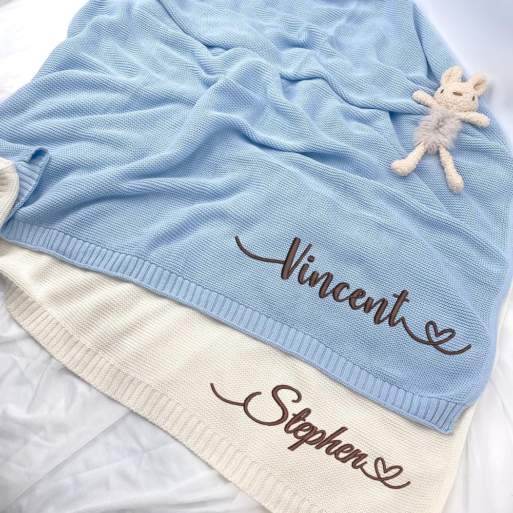Personalized Knit Baby Blanket — 2 - Name Heart — image 3