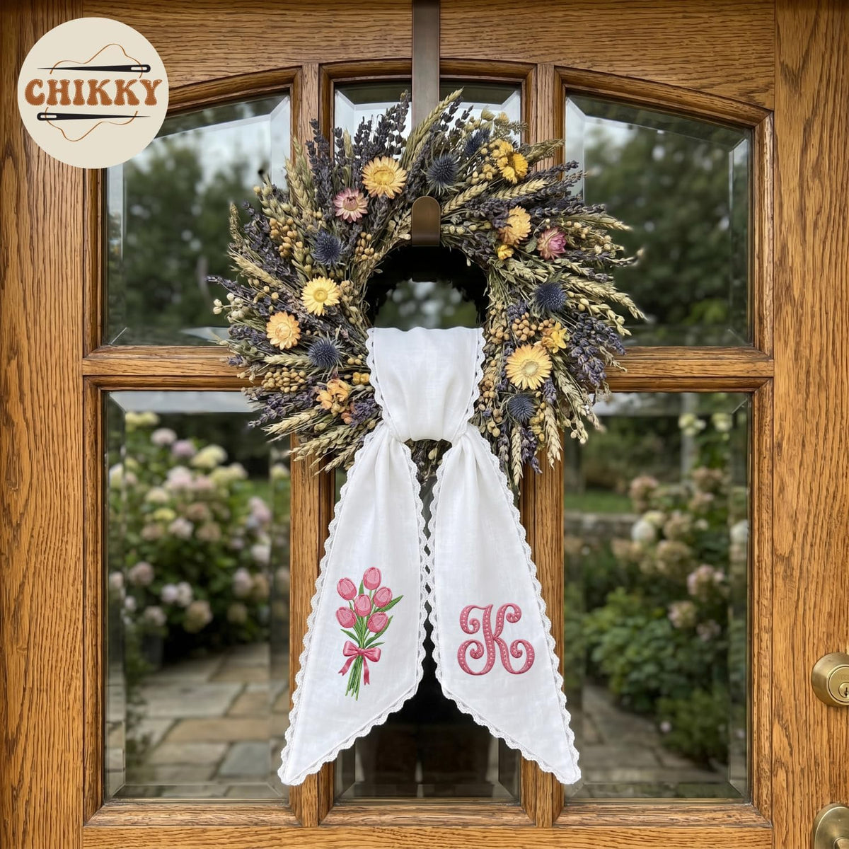 Monogram Personalized Wreath Sash — 8 - Pink Tulip — image 6