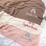 Personalized Knit Baby Blanket — 4 - Rainbow — image 2