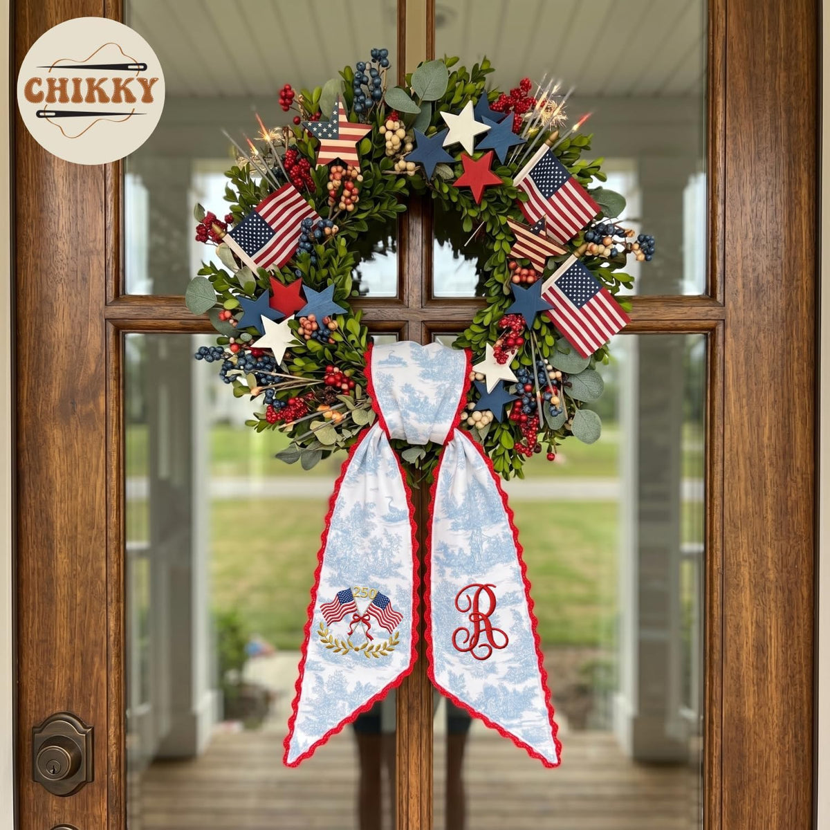Patriotic Personalized Wreath Sash — 6 - USA Flag — image 6