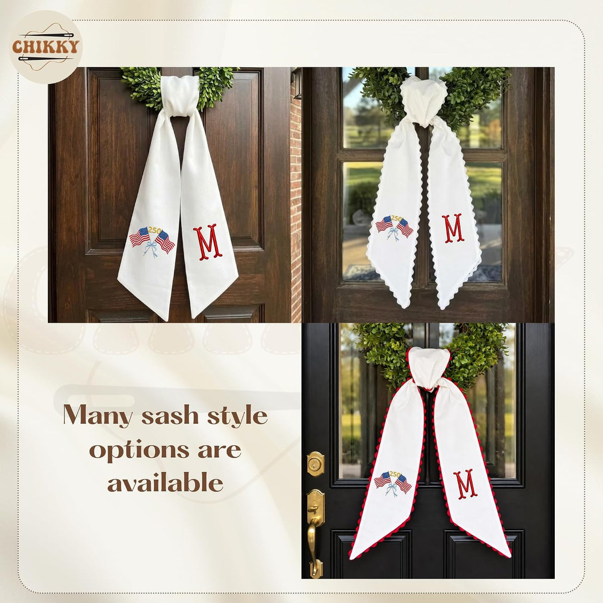 Patriotic Personalized Wreath Sash — 7-250th 4th of July — image 7