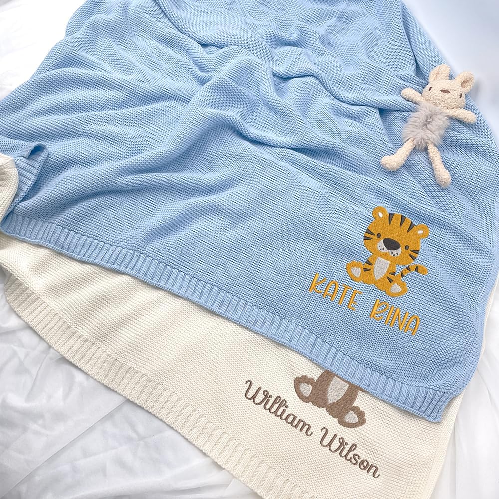 Personalized Knit Baby Blanket — 7 - Animal — image 4