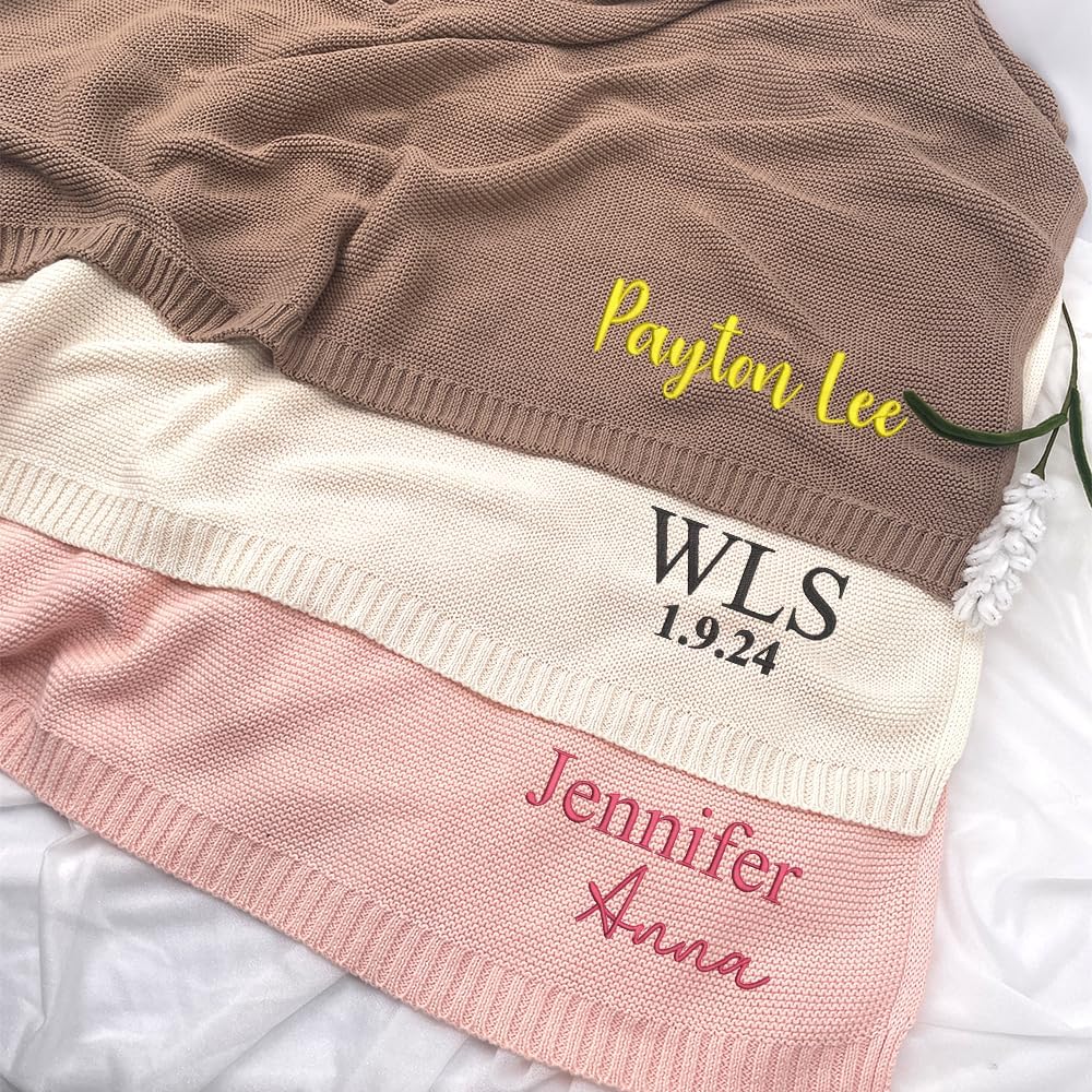 Personalized Knit Baby Blanket — 1 - Name — image 2