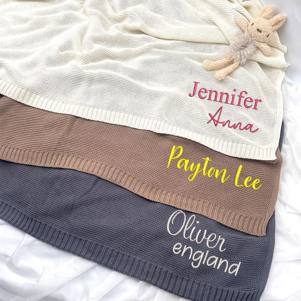 Personalized Knit Baby Blanket — 1 - Name — image 3
