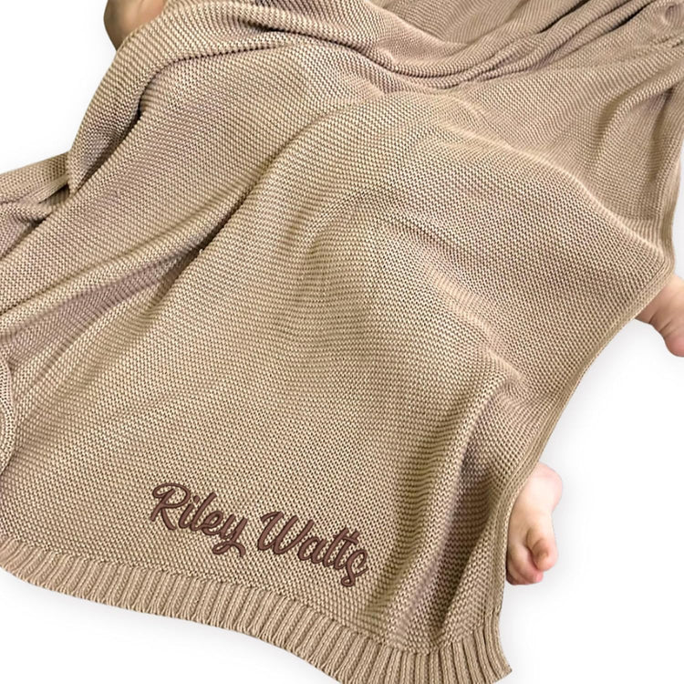 Personalized Knit Baby Blanket — 1 - Name Only