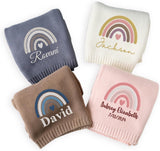 Personalized Knit Baby Blanket — 4 - Rainbow