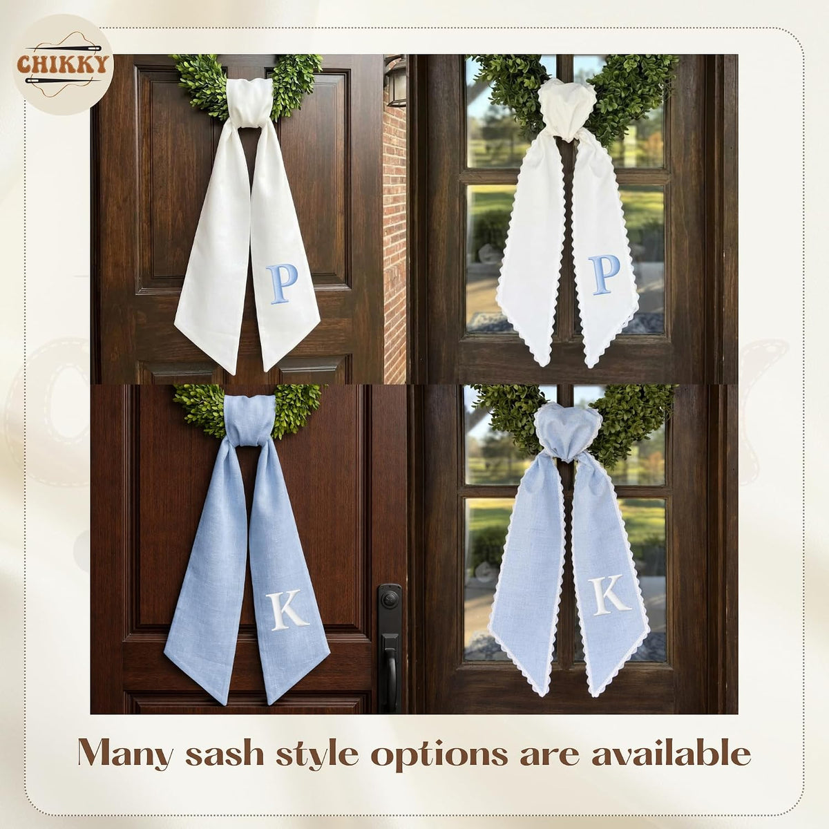 Monogram Personalized Wreath Sash — 12 - Initial — image 7