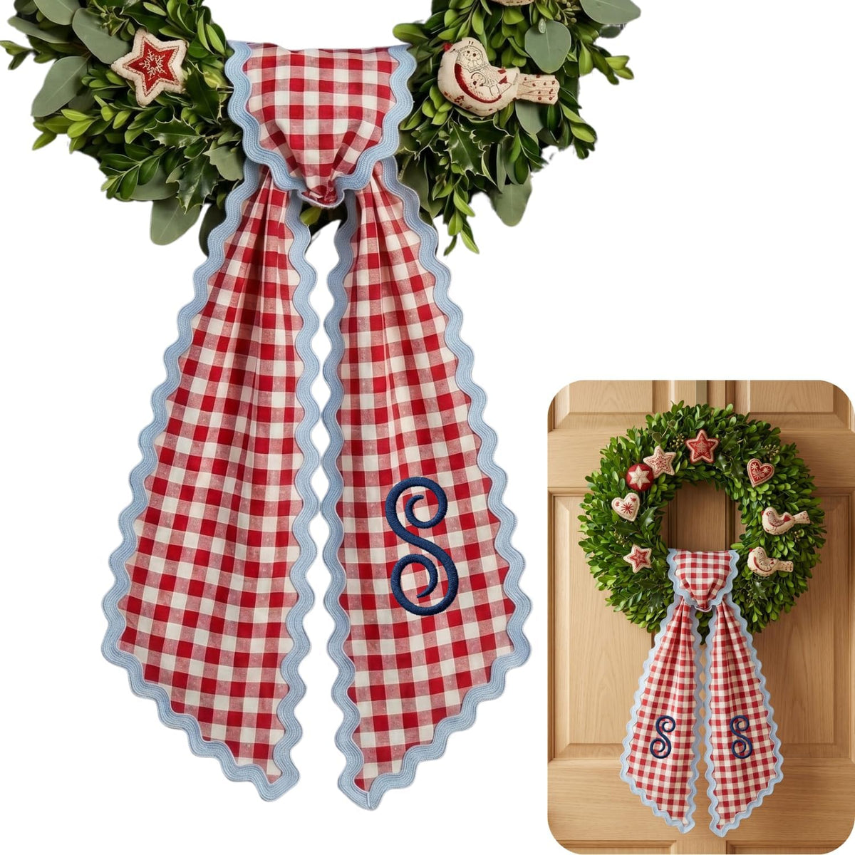 Christmas Personalized Wreath Sash