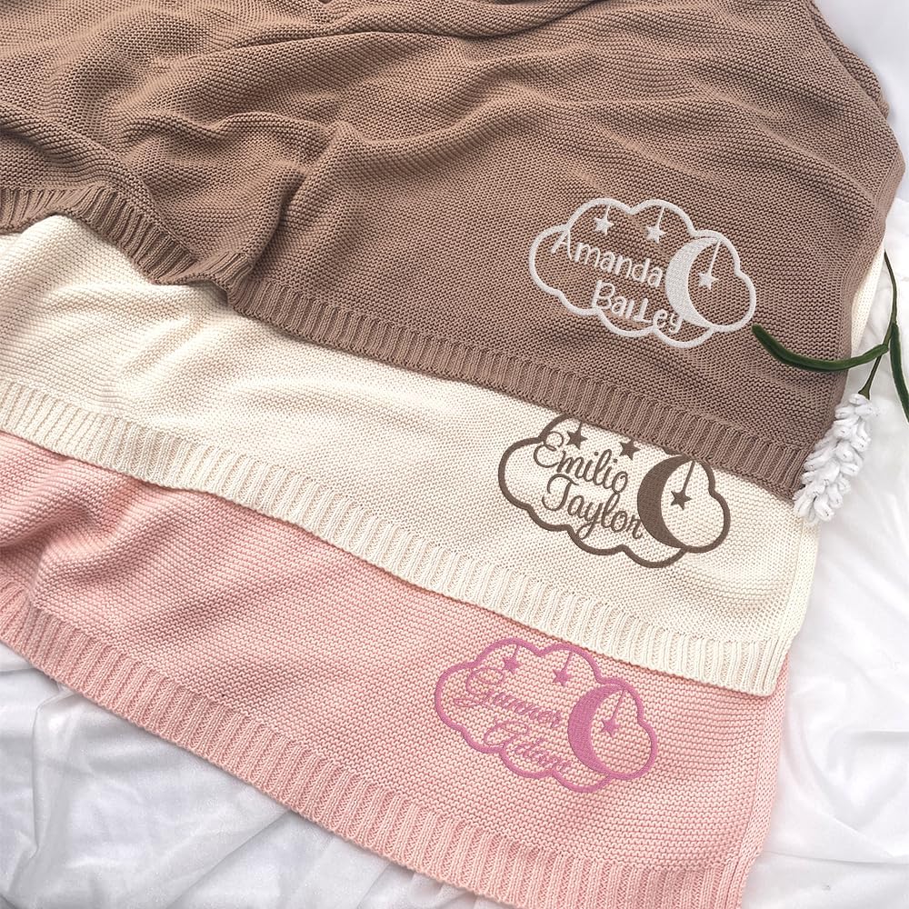 Personalized Knit Baby Blanket — 8 - Cloudy — image 5