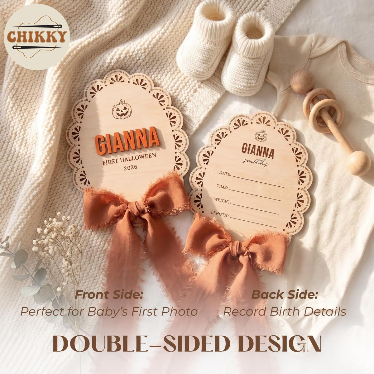 Personalized Wooden Birth Announcement Sign — image 7