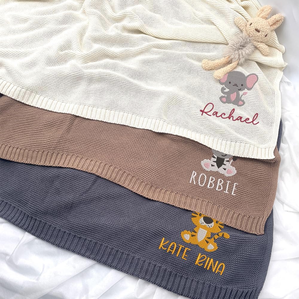 Personalized Knit Baby Blanket — 7 - Animal — image 3