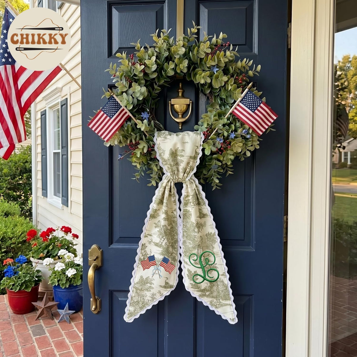 Patriotic Personalized Wreath Sash — 5 - USA Flag — image 2