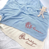 Personalized Knit Baby Blanket — 8 - Month flowers — image 2