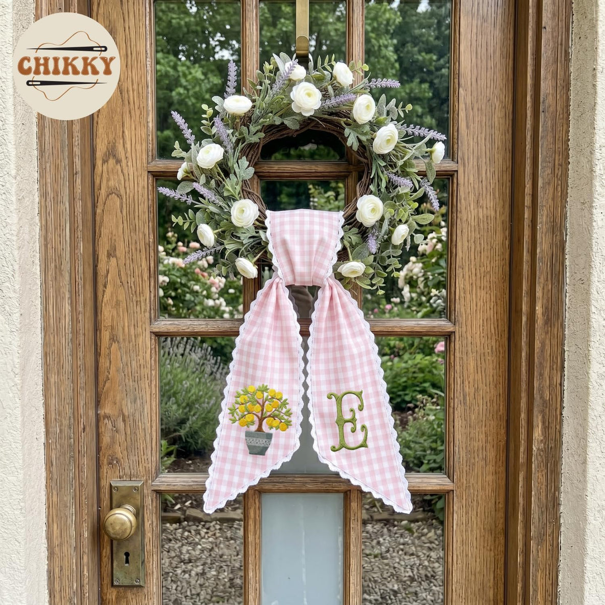 Monogram Personalized Wreath Sash — 2 - Lemon Tree — image 4
