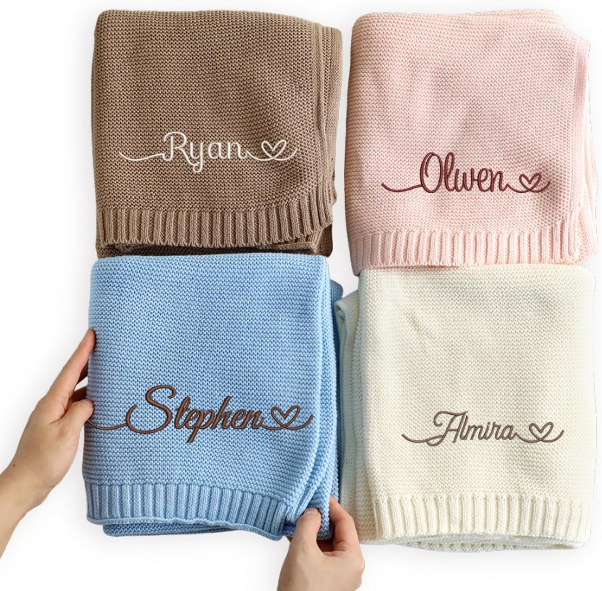 Personalized Knit Baby Blanket — 2 - Name Heart
