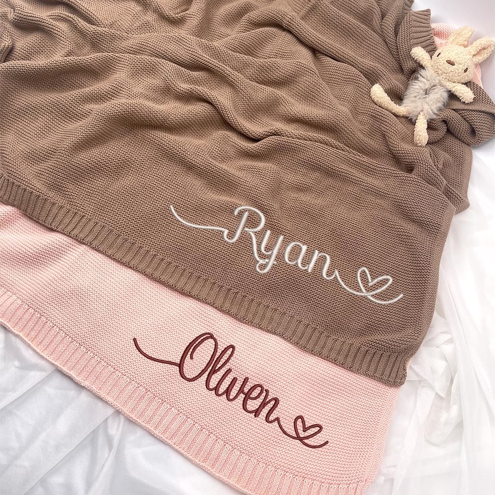 Personalized Knit Baby Blanket — 2 - Name Heart — image 2
