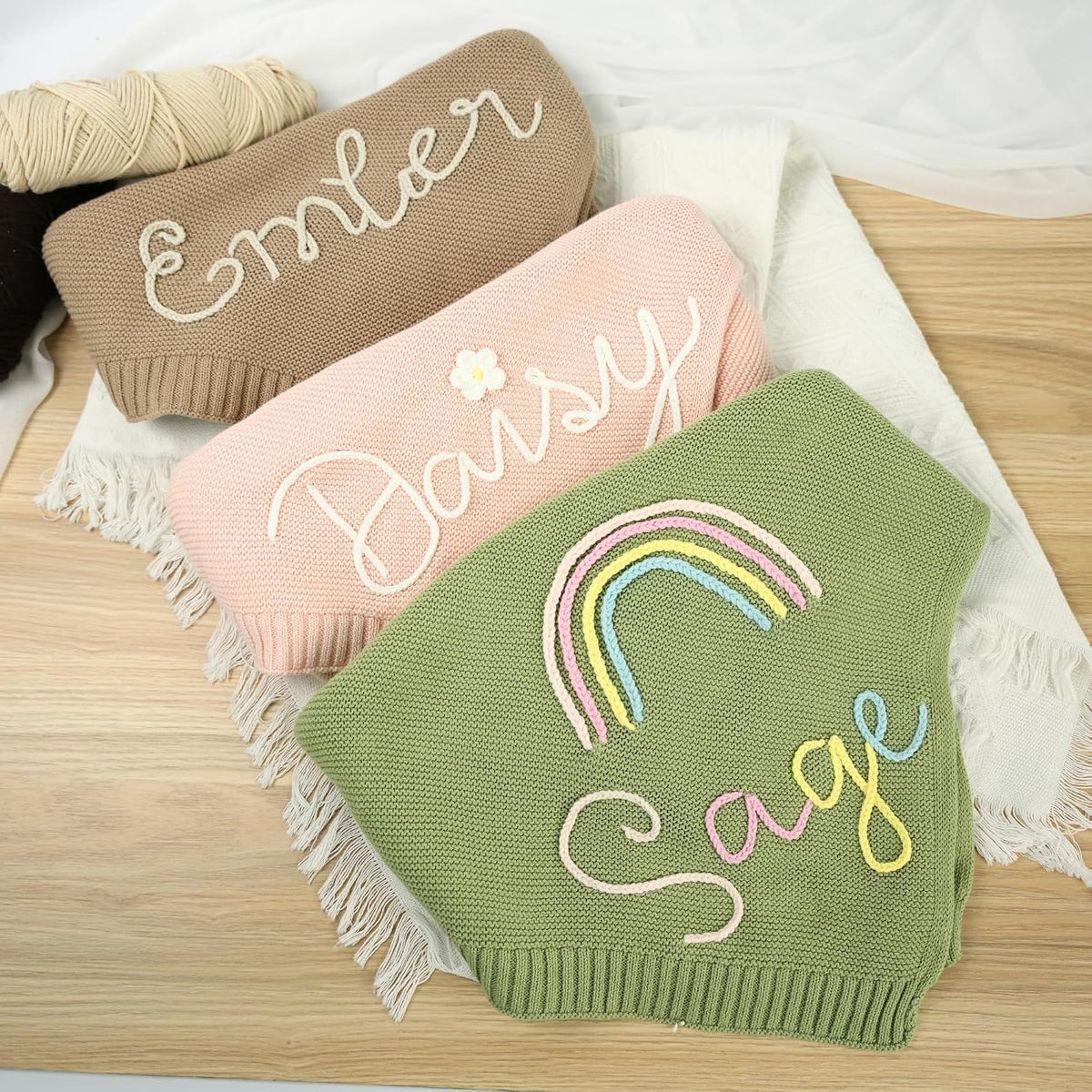 Personalized Knit Baby Blanket — 1 — image 5