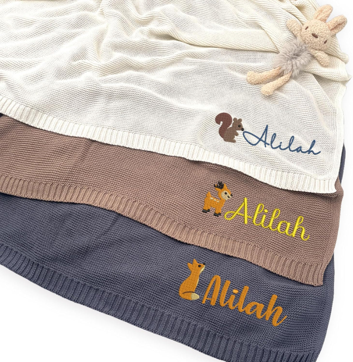 Personalized Knit Baby Blanket — 7 - Animals